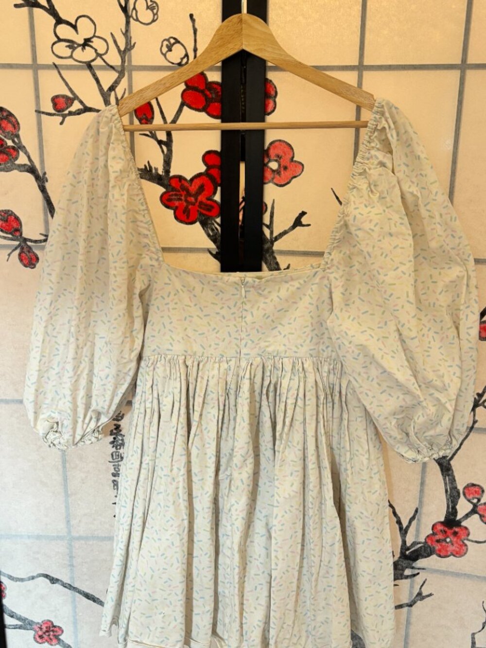 Selkie Cotton Puff Sleeve Dress Size M Like New Cottagecore Fairy - Picture 2 of 3